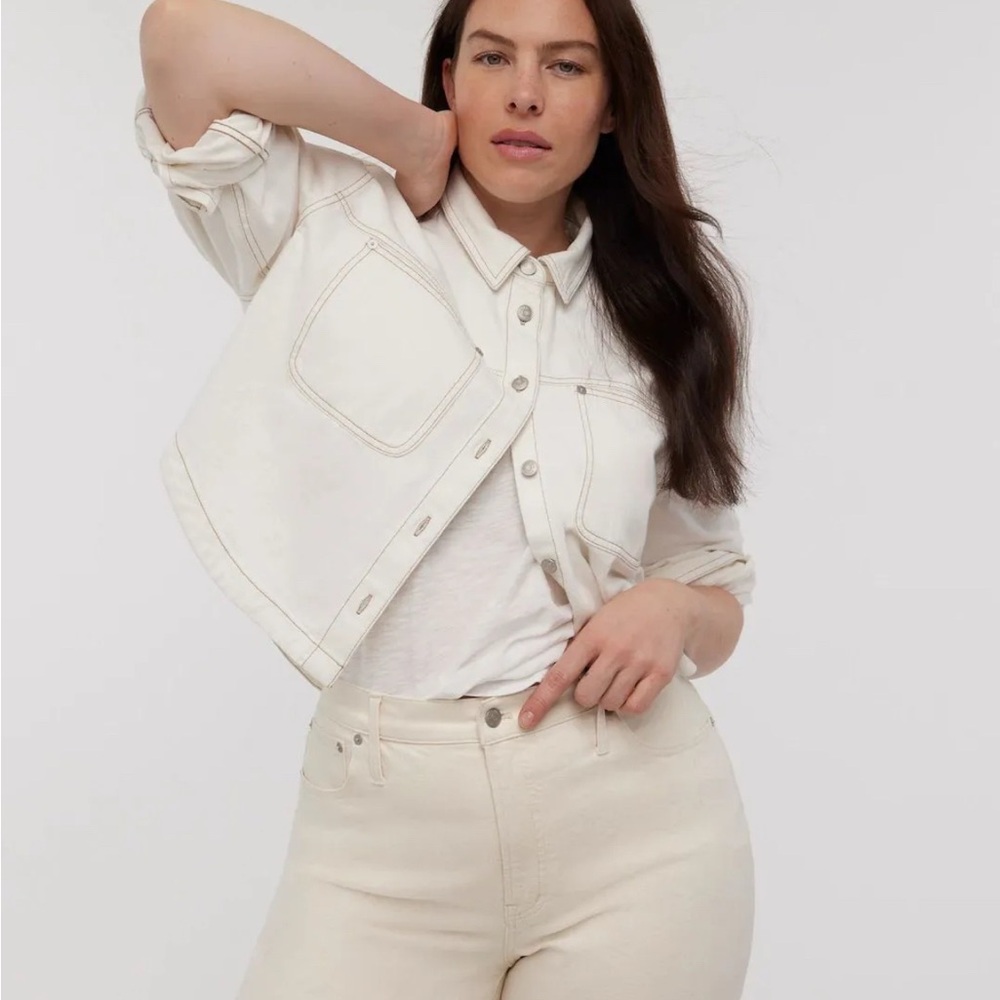 Madewell Denim Long Sleeve Crop Shacket - Picture 2 of 2